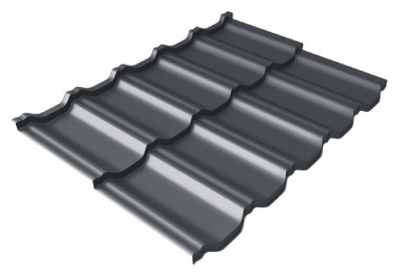 Металлочерепица модульная Квинта Uno Grand Line c 3D резом 0,5 Satin Мatt RAL 7024 мокрый асфальт купить в Астрахани