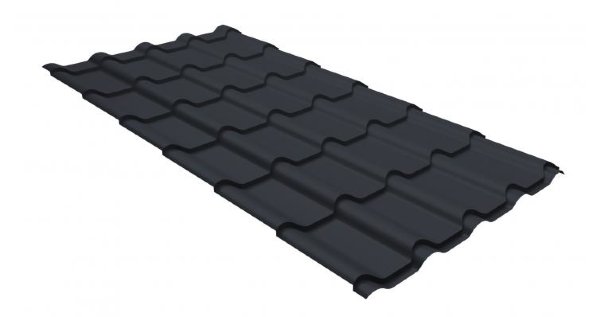 Металлочерепица камея GL 0,5 GreenCoat Pural matt RR 23 темно-серый (RAL 7024 мокрый асфальт) купить в Астрахани