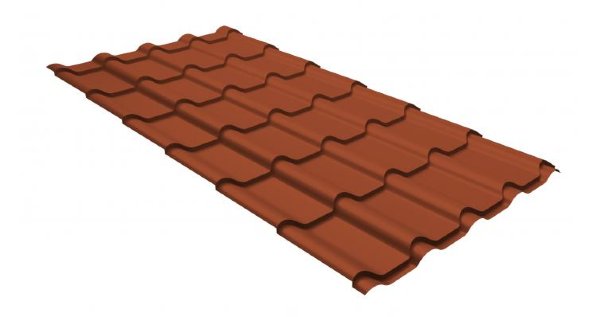 Металлочерепица камея GL 0,5 GreenCoat Pural RR 750 кирпично-красный (RAL 8004 терракота) купить в Астрахани