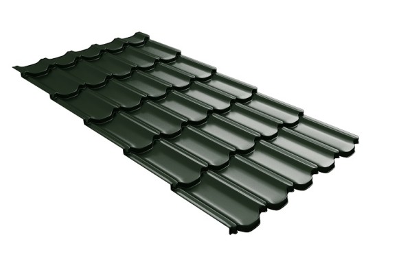 Металлочерепица квинта плюс с 3D резом 0,5 GreenСoat Pural RR 11 темно-зеленый (RAL 6020 хромовая зелень) купить в Астрахани