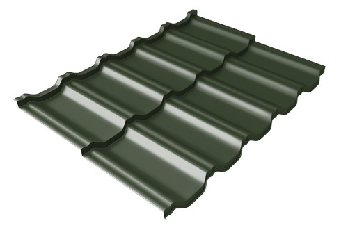 Металлочерепица модульная Квинта Uno Grand Line c 3D резом 0,5 GreenСoat Pural Matt RR 11 темно-зеленый (RAL 6020 хромовая зелень) купить в Астрахани
