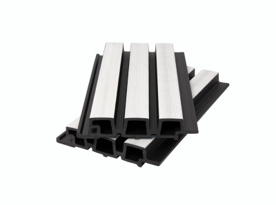Фасадная панель брусковая двухцветная co-extrusion, white