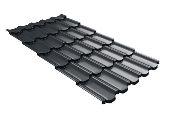 Металлочерепица квинта плюс с 3D резом 0,5 Satin RAL 7016 антрацитово-серый купить в Астрахани