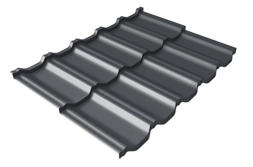 Металлочерепица модульная Квинта Uno Grand Line c 3D резом 0,5 Satin RAL 7024 мокрый асфальт купить в Астрахани