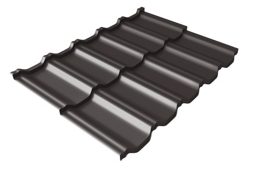 Металлочерепица модульная Квинта Uno Grand Line c 3D резом 0,5 Satin RR 32 темно-коричневый купить в Астрахани