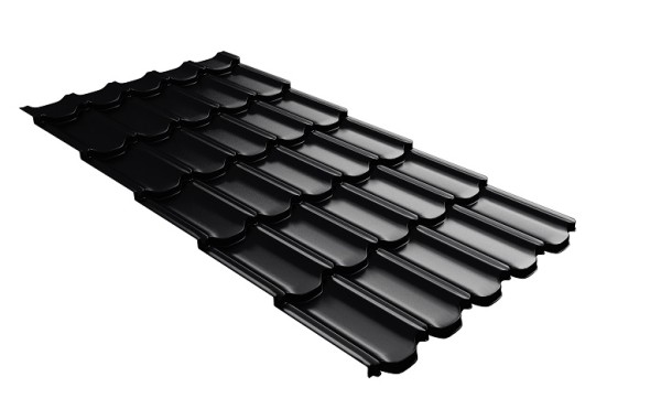 Металлочерепица квинта плюс с 3D резом 0,5 Satin Мatt RAL 9005 черный купить в Астрахани