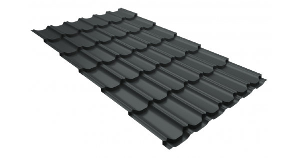 Металлочерепица квинта плюс 0,5 GreenCoat Pural Matt RR 23 темно-серый (RAL 7024 мокрый асфальт) купить в Астрахани